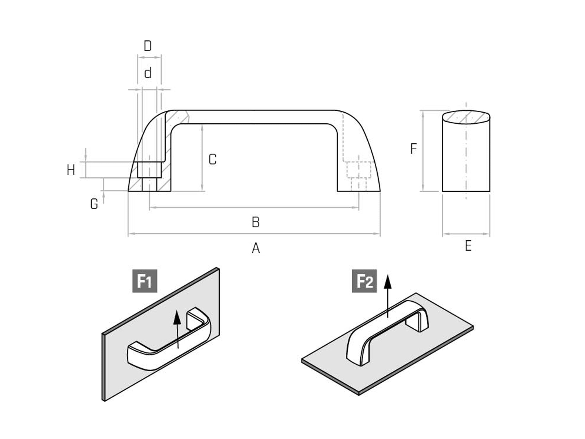 MF - Handle with through hole for cylindrical head screw (Pack of 10 pcs) - Gamm MF - Handle with through hole for cylindrical head screw (Pack of 10 pcs) - Gamm